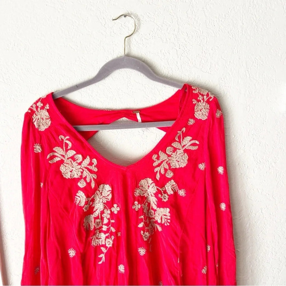 Free People Dress Women's Small S Sweet Tennessee Red Embroidered Tomato Girl - Picture 4 of 10